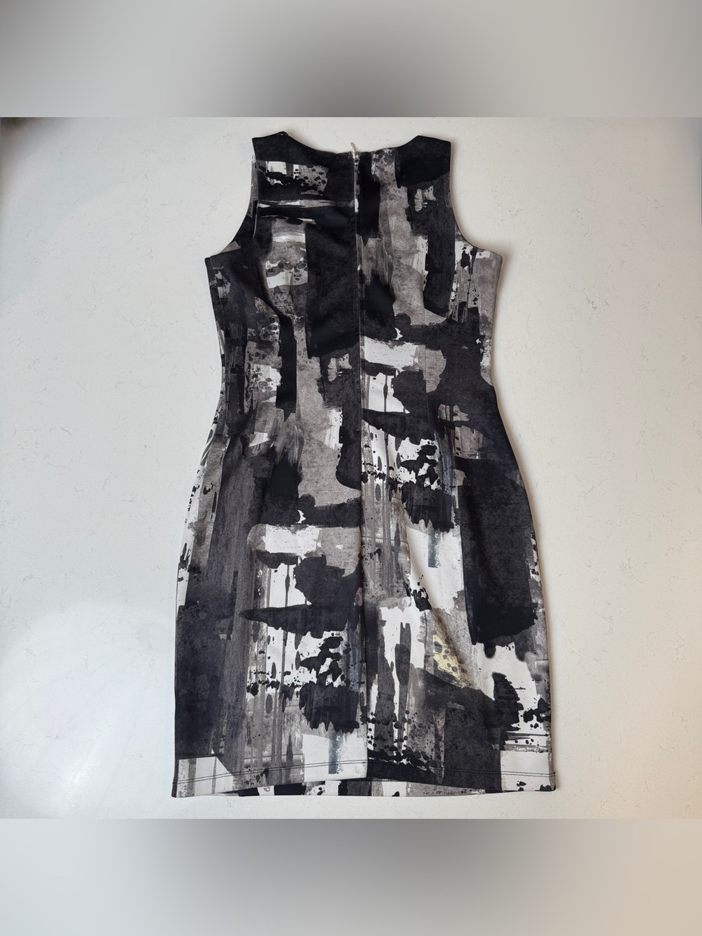 H&M Black & White Abstract Midi Sheath Dress